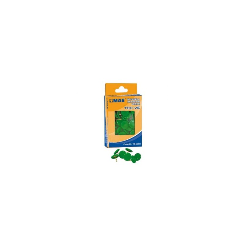 Caja de tachuelas c/100 verdes MAE mod. TCC-VE